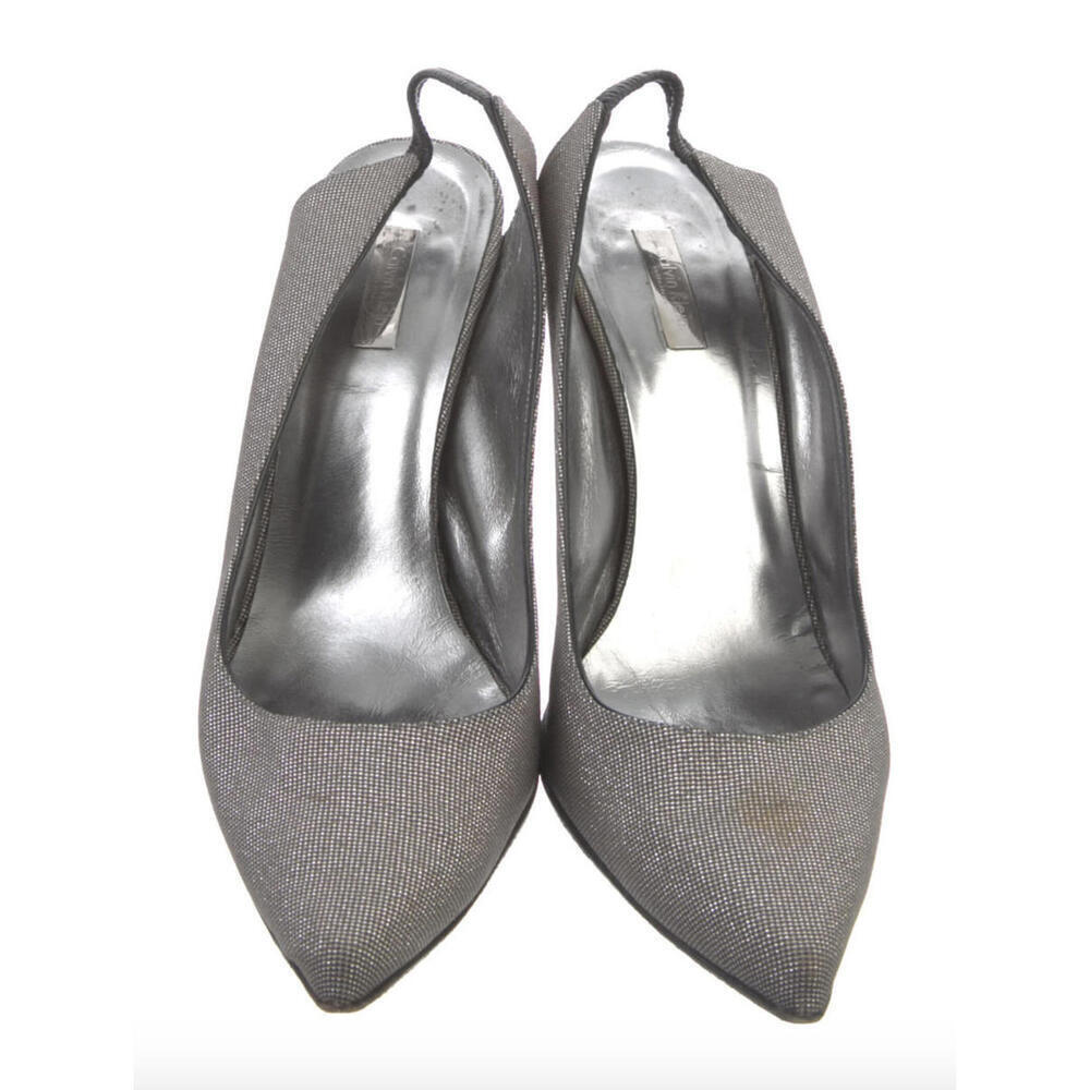 New CALVIN KLEIN COLLECTION Silver Slingback Pumps SHOES 37 / 7 - Picture 4 of 9